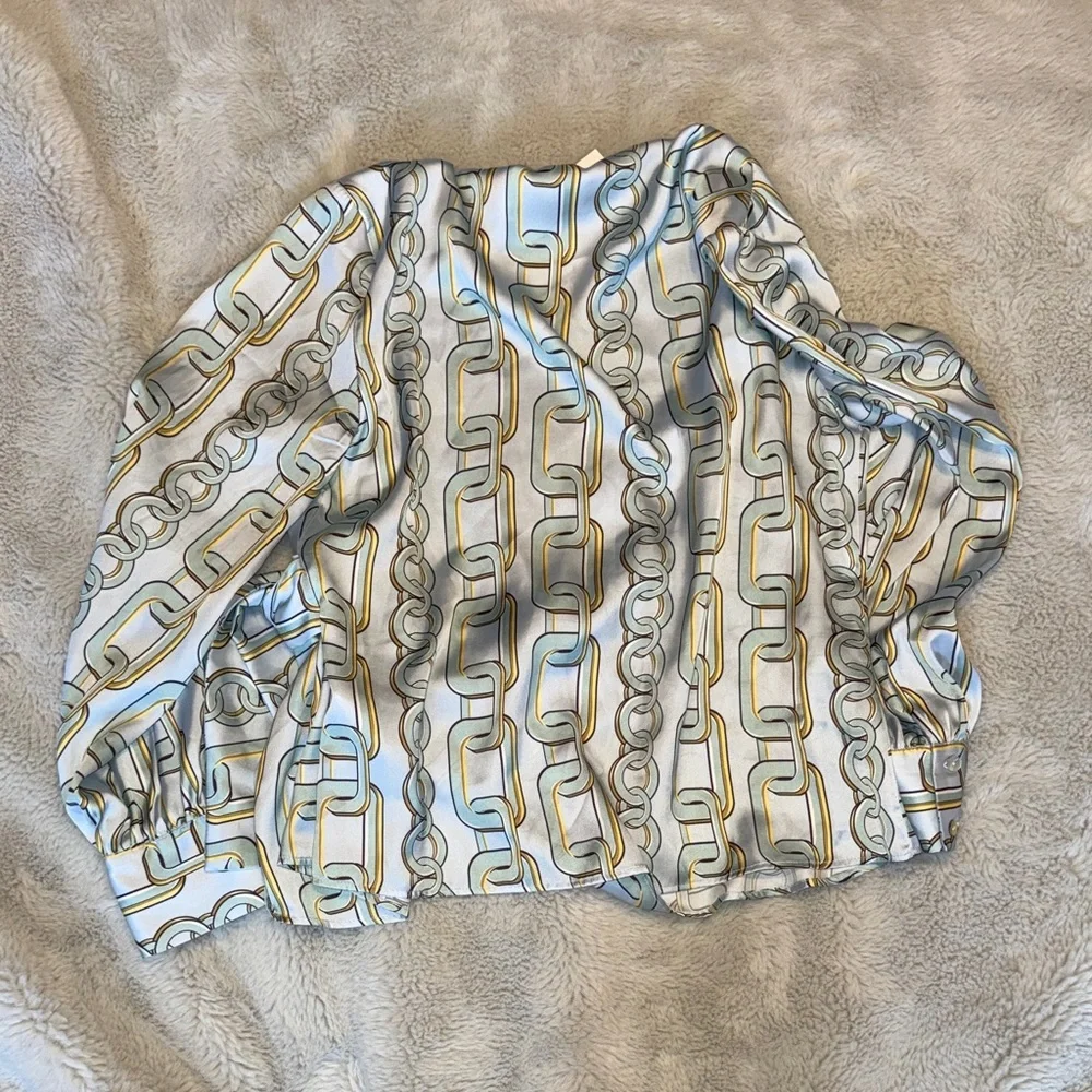 Zara Chain Print Wrap Blouse - Picture 10 of 11